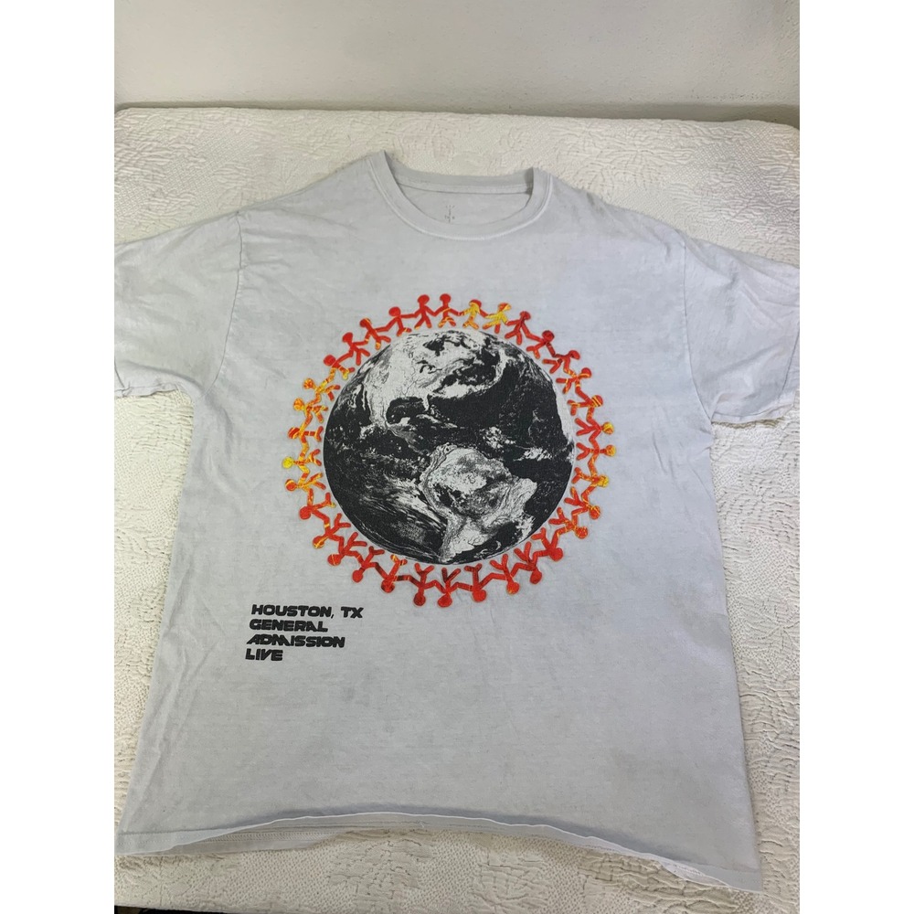 Travis Scott Astroworld Houston TX Live T-Shirt White Puffy Print Mens Medium